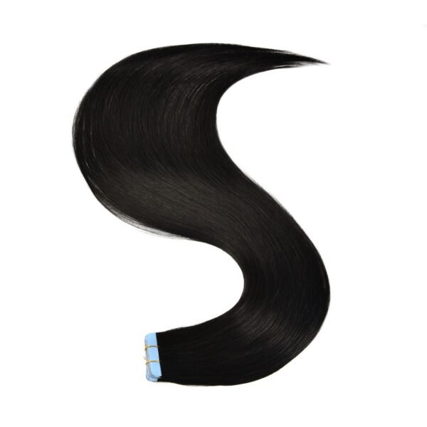 100% Remy Human Hair Extension, Tape-ins, High Quality Black Hair Colour Hair Extensions - Image 2