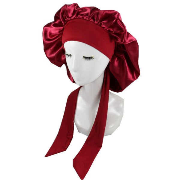 Beauty Hair Bonnets With Satin Bow Tie, Colourful Satin Bonnets For Women and Girls, All Colours - Image 5