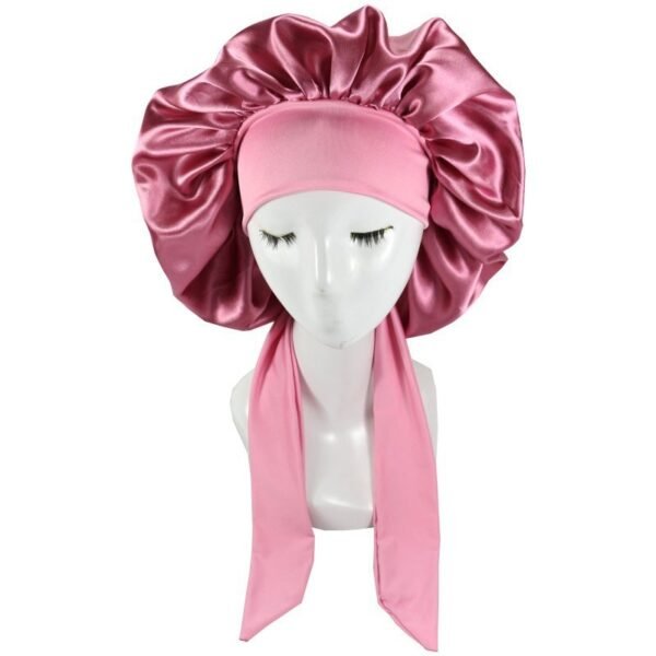 Beauty Hair Bonnets With Satin Bow Tie, Colourful Satin Bonnets For Women and Girls, All Colours - Image 10