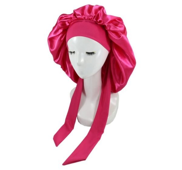 Beauty Hair Bonnets With Satin Bow Tie, Colourful Satin Bonnets For Women and Girls, All Colours - Image 4