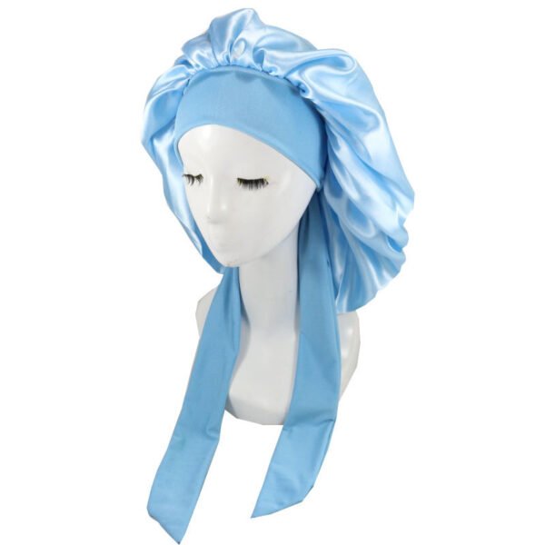 Beauty Hair Bonnets With Satin Bow Tie, Colourful Satin Bonnets For Women and Girls, All Colours - Image 3