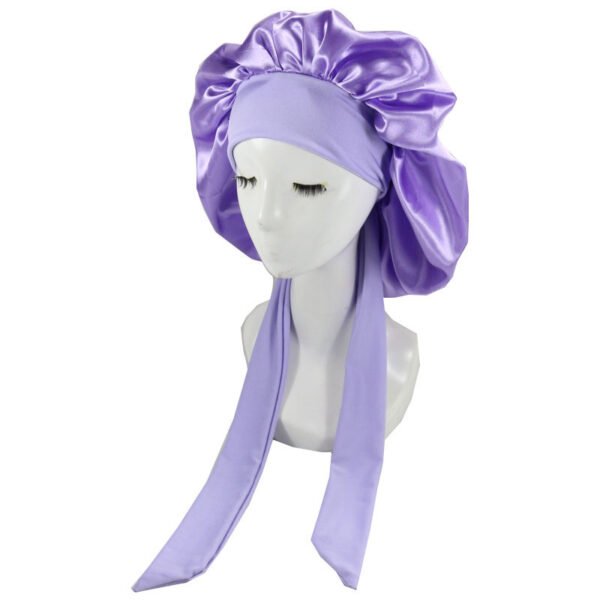 Beauty Hair Bonnets With Satin Bow Tie, Colourful Satin Bonnets For Women and Girls, All Colours - Image 7