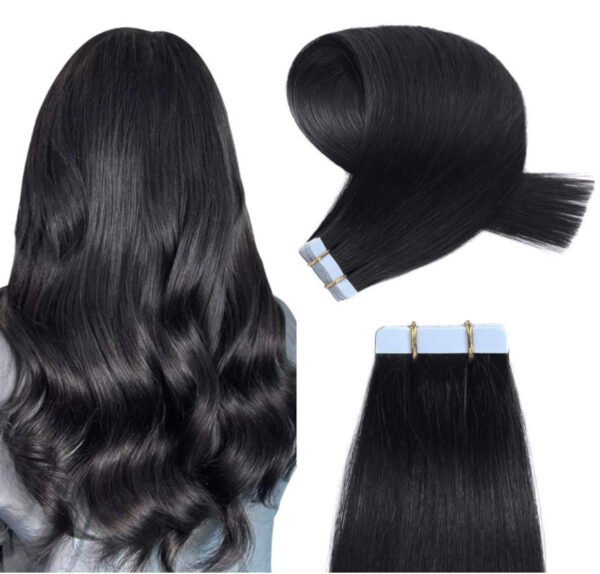 100% Remy Human Hair Extension, Tape-ins, High Quality Black Hair Colour Hair Extensions